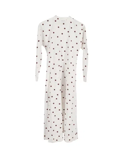 Ganni Polka Dot-print Poplin Midi Dress In White Cotton In White