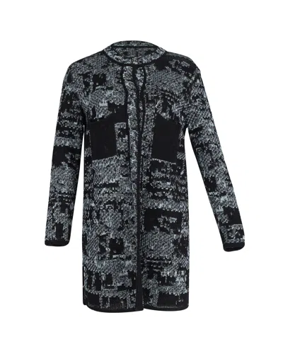 Missoni Knitted Midi Coat In Blue And Black Cotton In Black