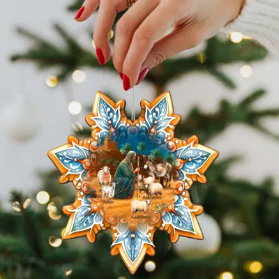 G. Debrekht Joseph With Animals Snowflake Wooden Christmas Ornament By