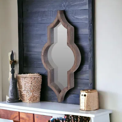 Homezia 34" Dark Brown Novelty Framed Accent Mirror