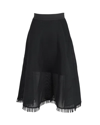 Dkny Mesh Midi Skirt In Black Polyester In Black