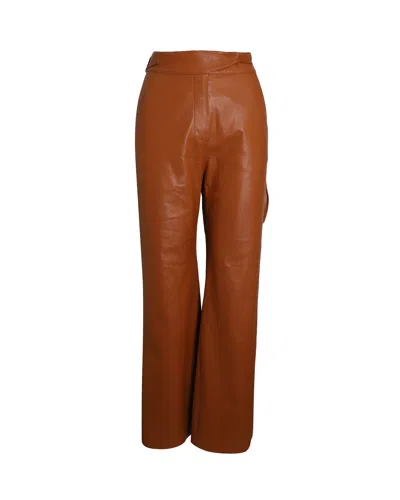Nanushka Flared-leg Trousers In Bown Polyurethane In Brown