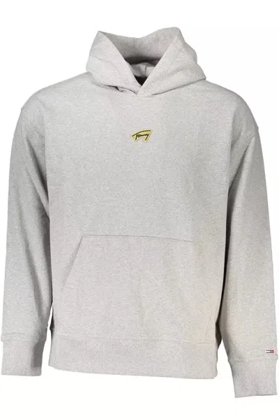Tommy Hilfiger Chic Gray Hooded Sweatshirt With Signature Embroidery