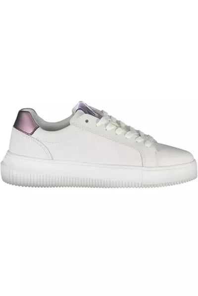 Calvin Klein Chic White Lace-up Sneakers With Logo Detail