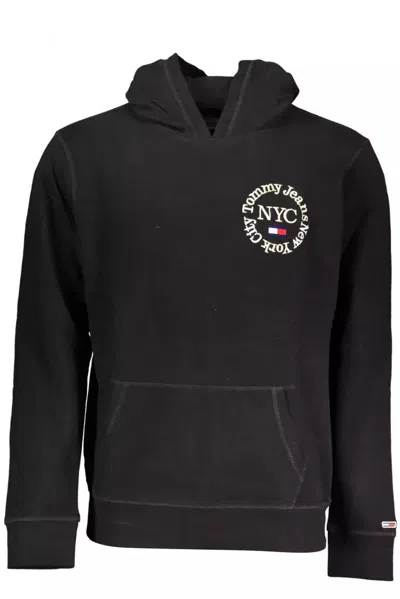 Tommy Hilfiger Elegant Black Hooded Sweatshirt With Embroidered Logo