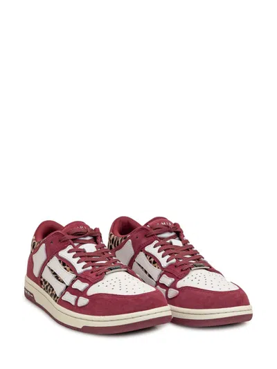 Amiri Burgundy Leopard Skel-top Sneakers In Red