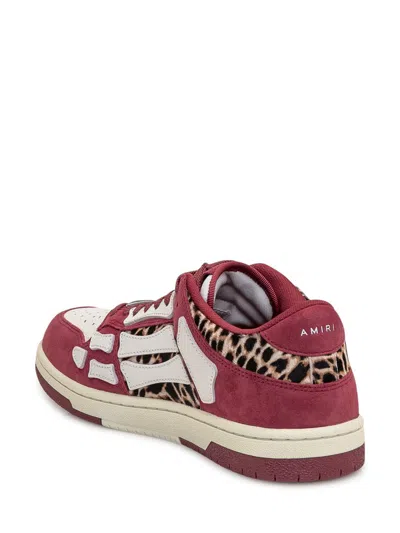 Amiri Burgundy Leopard Skel-top Sneakers In Red