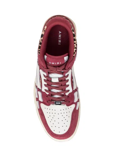Amiri Burgundy Leopard Skel-top Sneakers In Red
