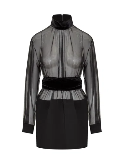 Dolce & Gabbana Black Stretch Silk Blend Minidress In Black