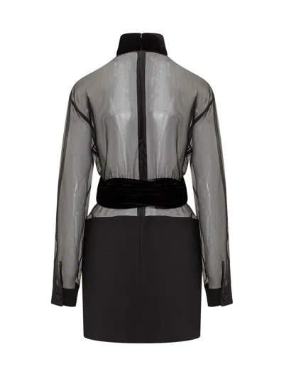 Dolce & Gabbana Black Stretch Silk Blend Minidress In Black