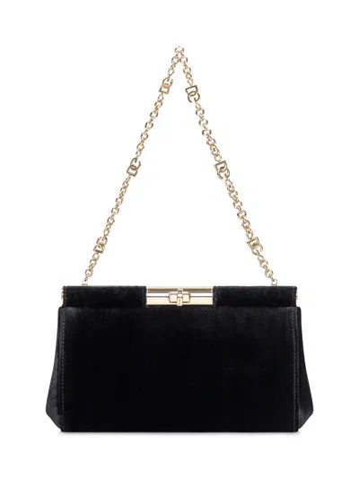 Dolce & Gabbana Marlene Small Satin Shoulder Bag In Black