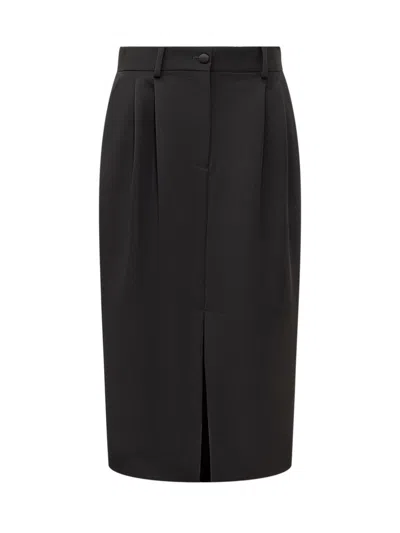 Dolce & Gabbana Wool Crepe Knee-length Pencil Skirt In Black