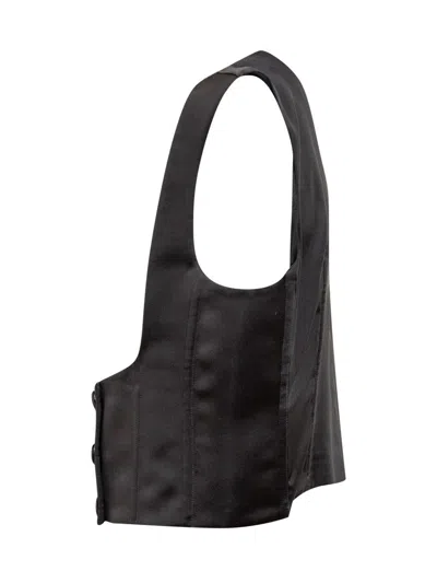 Dolce & Gabbana Double-breasted Duchess Silk Tuxedo Waistcoat In Black