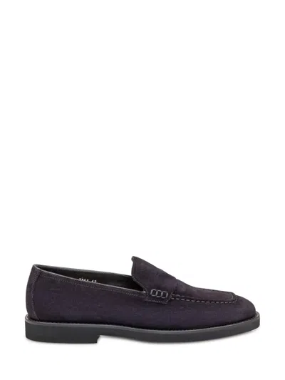 Doucal's Leather Loafer In Blue