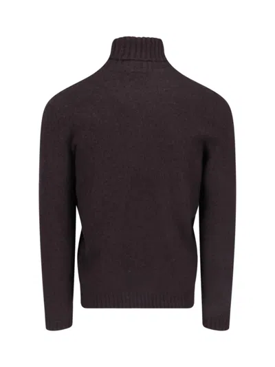 Drumohr Ribbed Turtleneck Crewneck Sweater In Brown