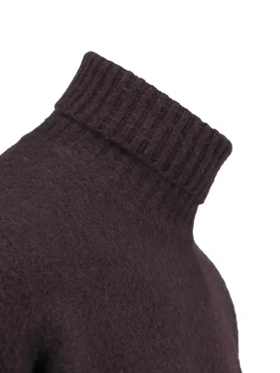 Drumohr Ribbed Turtleneck Crewneck Sweater In Brown