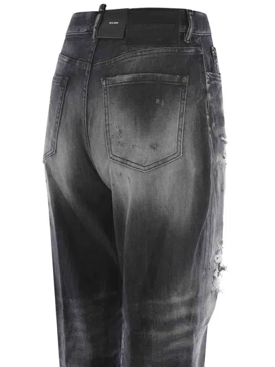 Dsquared2 Distressed Straight-leg Jeans In Black