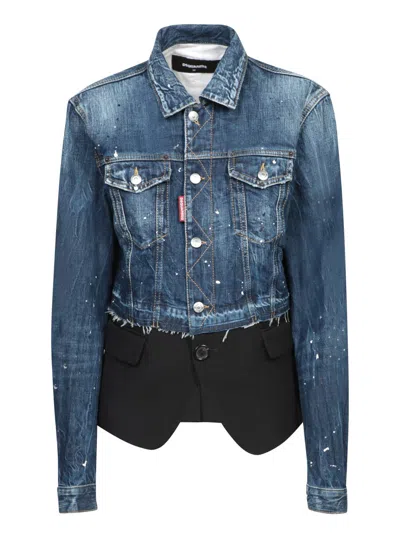 Dsquared2 Logo-patch Cotton Jacket In Blue