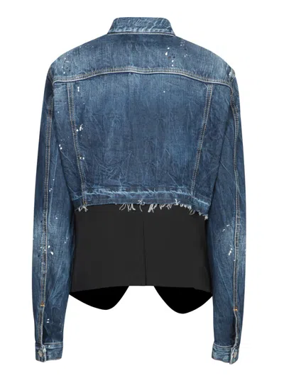 Dsquared2 Logo-patch Cotton Jacket In Blue