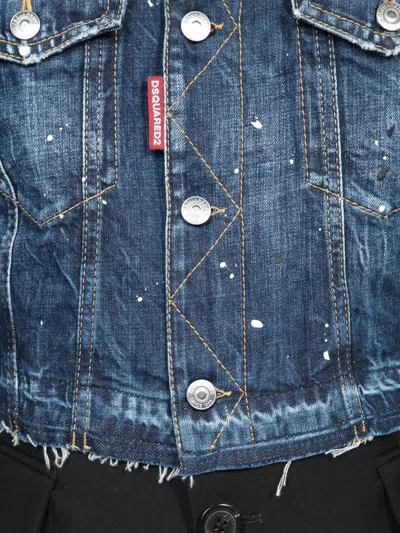 Dsquared2 Logo-patch Cotton Jacket In Blue