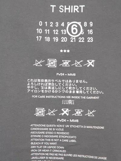 Mm6 Maison Margiela Mm6 By Maison Margiela Graphic Print Grey T-shirt With Care Instructions In Grey