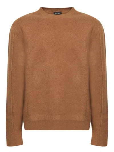 Zegna Wool And Cashmere Sweater In Brown