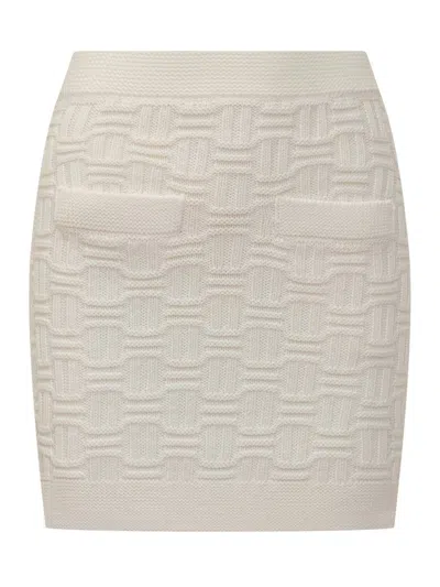 Casablanca Column Stitch Mini Skirt In White