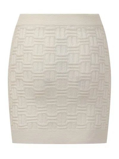 Casablanca Column Stitch Mini Skirt In White