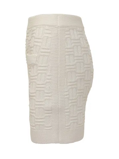 Casablanca Column Stitch Mini Skirt In White