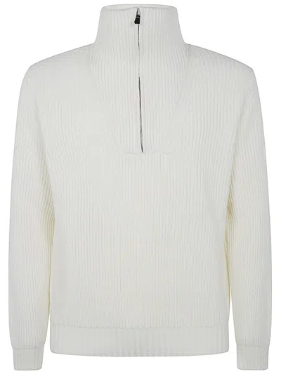 Filippo De Laurentiis Long Sleeves Half Zip In White