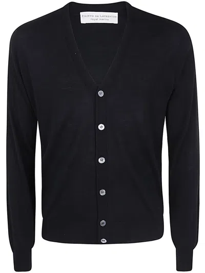 Filippo De Laurentiis Cardigan Bott ml R Merino In Blue
