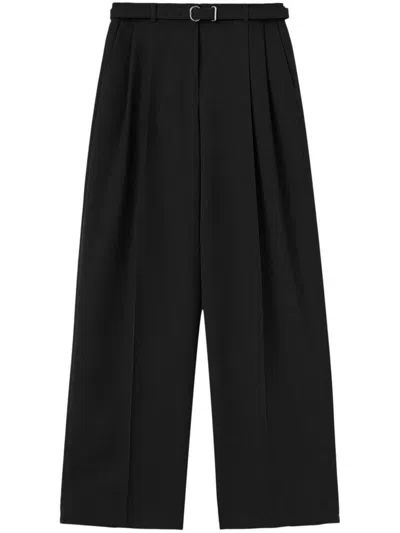 Jil Sander Long Relaxed Wide Leg Pleated Pant In Black
