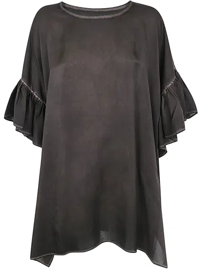 Uma Wang Ruffle Detailed Top In Brown