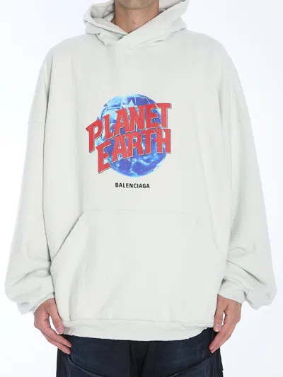 Balenciaga Planet Earth Hoodie In White