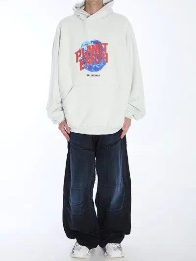 Balenciaga Planet Earth Hoodie In White