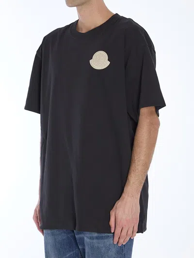 Moncler Reversible Cotton T-shirt In Black