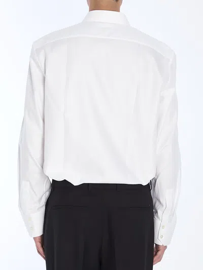 Saint Laurent White Pointed Collar Long Sleeve Shirt In Cotton Man In White