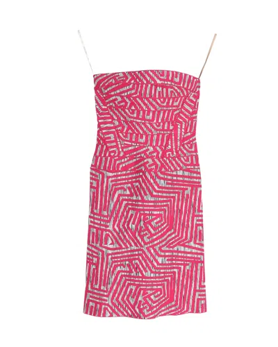 Herve Leger Bandage Printed Mini Dress In Pink Rayon In Pink