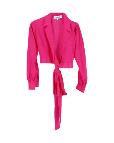 Diane Von Furstenberg Wrap Cropped Blazer In Pink Silk In Pink