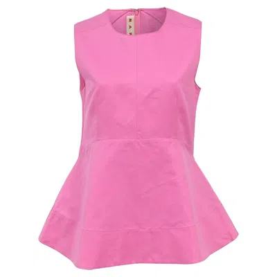 Marni Sleeveless Peplum Top In Pink Cotton In Pink