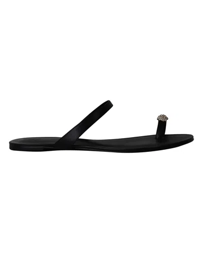 Porte & Paire Crystal-embellished Sandals In Black Leather In Black