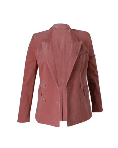 Isabel Marant Etoile Double Breasted Blazer Jacket In Pink Velvet In Pink