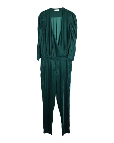 Ba&sh Surplice Top Jumpsuit In Green Velvet In Green