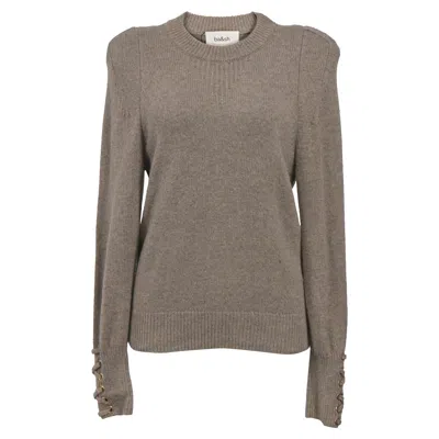 Ba&sh Keane Crew Neck Knitted With Decorative Cuffs Sweater In Brown Wool In Brown