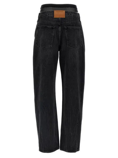 Alexander Wang Slit Hem Prestyle Hotfix Mesh Undie Jeans In Black
