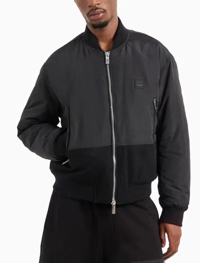 Armani Exchange Logo-patch Bomber Jacket In Black
