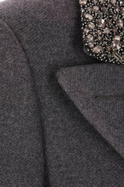 Blumarine Bead-embellished Coat In Darkshadowgrey