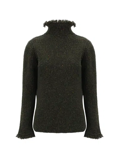 Burberry Fringe Sweater With T In Glen