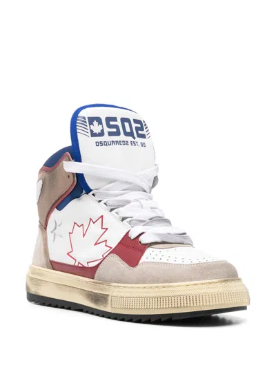 Dsquared2 White High Top Boogie Sneakers In Bianco+rosso+blu