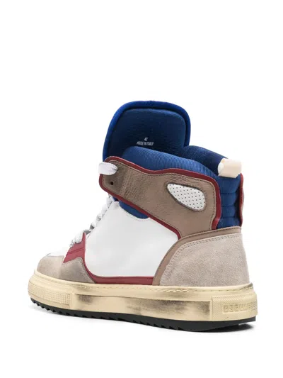 Dsquared2 White High Top Boogie Sneakers In Bianco+rosso+blu